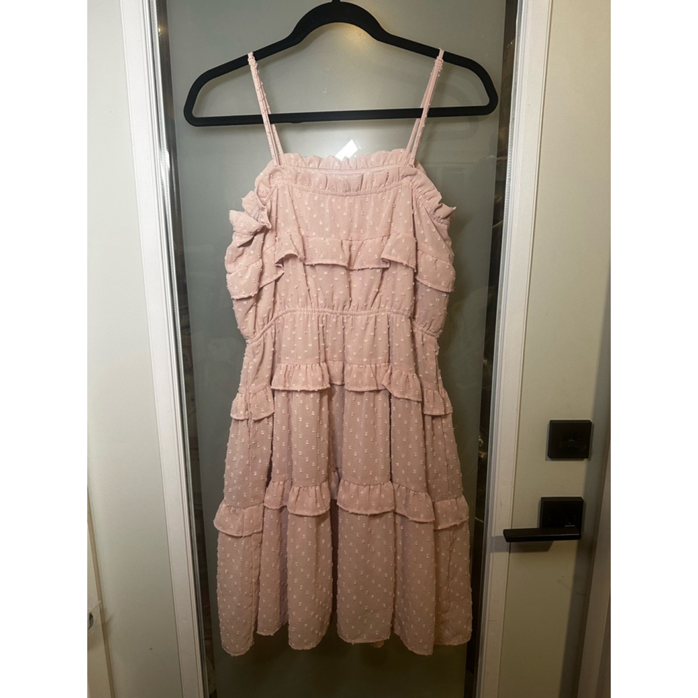 LISTICLE Size S Dusty Pink Swiss Dot Ruffled Dress - Picture 6 of 9
